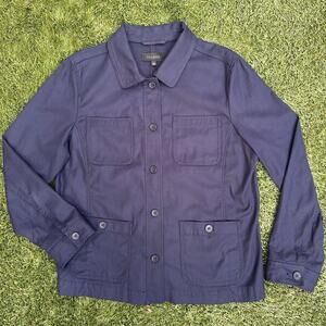 Talbots Womens Chore Jacket Utility Barn Coat Oversized Pockets Button Closure L